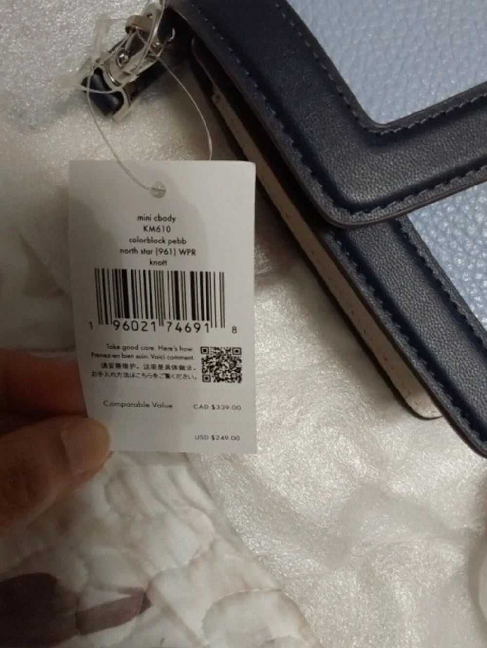NWT Kate Spade Knott Light Blue and Navy Leather Crossbody